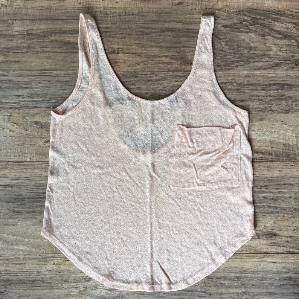 GUC - Lush Peach Hemp/Cotton Lace Detail Tank Top S